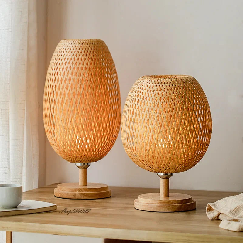 BambooCraft | Rustic Elegant Vintage Bamboo Bedside Table Lamp 5