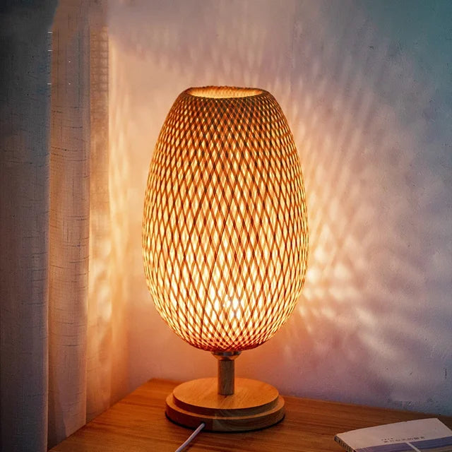 BambooCraft | Rustic Elegant Vintage Bamboo Bedside Table Lamp 6