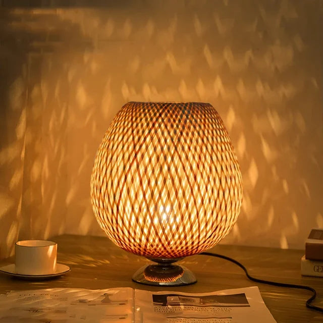 BambooCraft | Rustic Elegant Vintage Bamboo Bedside Table Lamp 7
