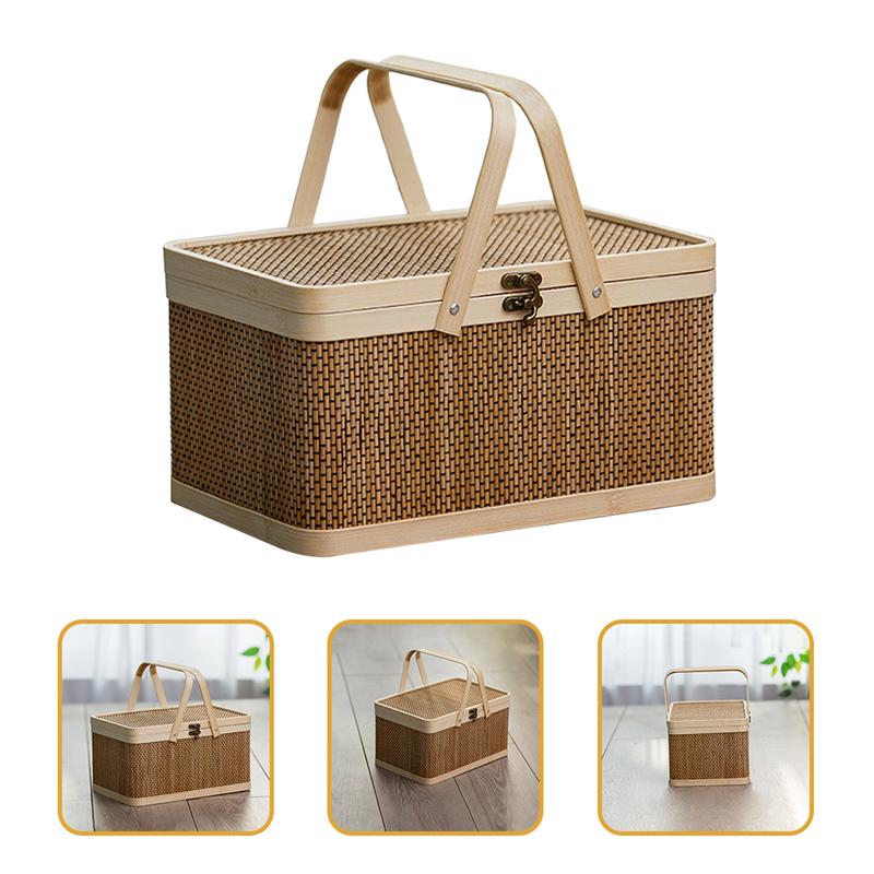 Bamboo Picnic Basket with Ergonomic Handles | Lightweight Design for Effortless Outdoor Dining 2
