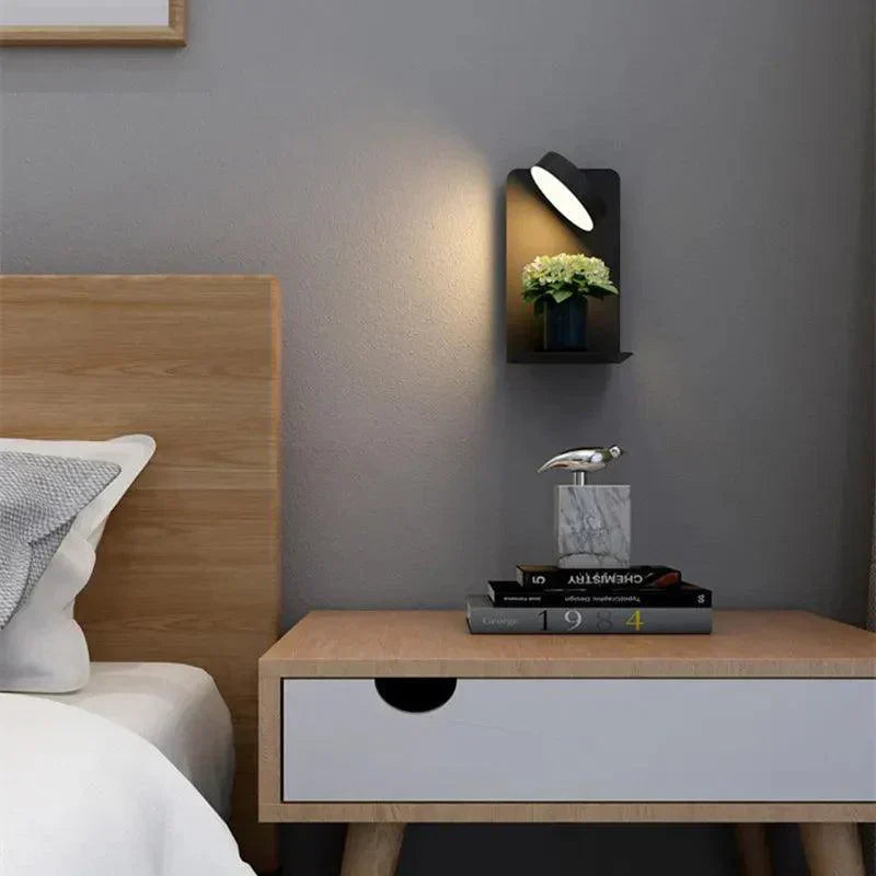 GlowUp Light Station - LED Wall Lamp with Shelf and USB Charging