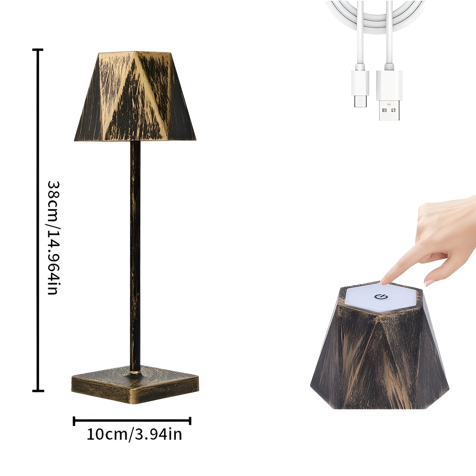 Retro LED Table Lamp - Cordless Rechargeable Light