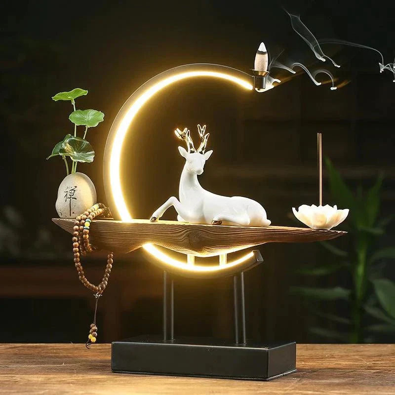 Ceramic Incense Holder with Elegant Deer Design & Soothing Light for Tranquil Home Decor 2