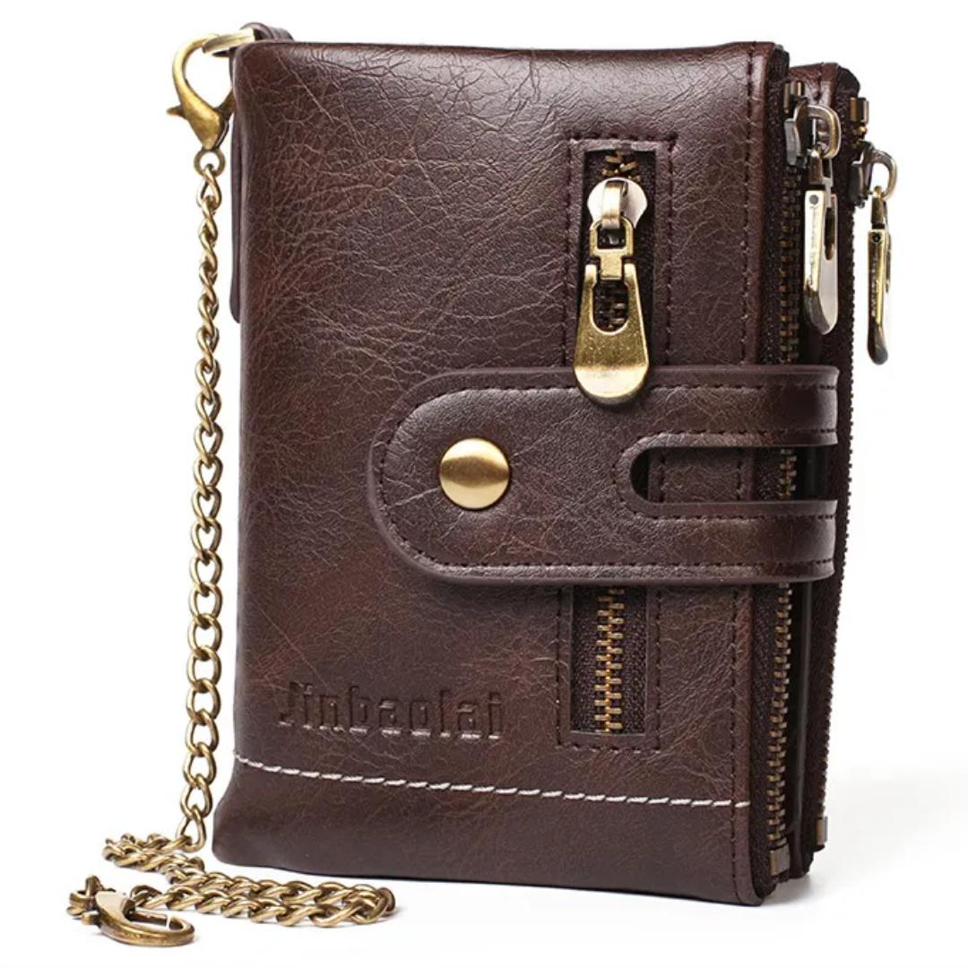 VintageCraft Chain Wallet - Rugged Leather Wallet with Removable Chain