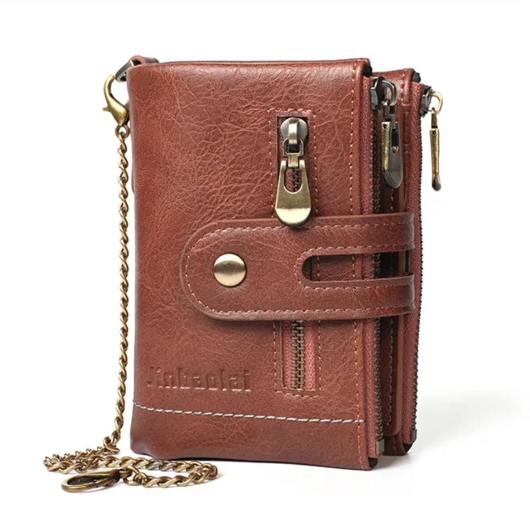 VintageCraft Chain Wallet - Rugged Leather Wallet with Removable Chain