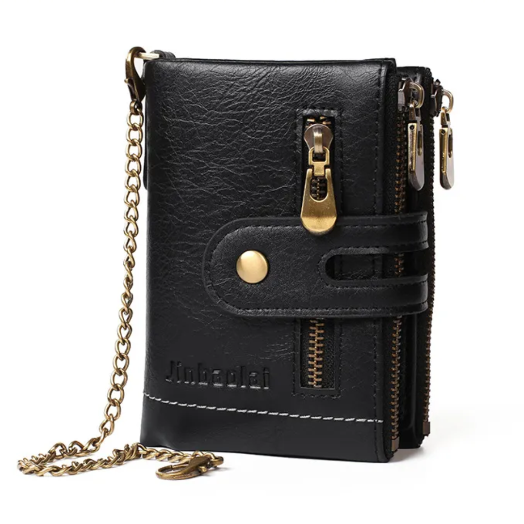 VintageCraft Chain Wallet - Rugged Leather Wallet with Removable Chain
