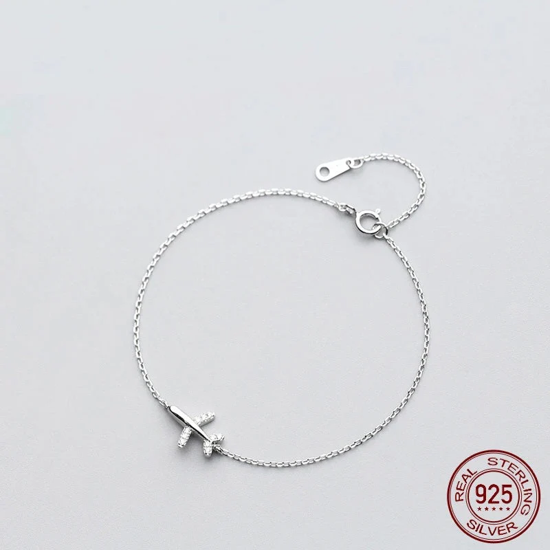 SkyFly Bracelet - Sterling Silver Airplane Travel Bracelet