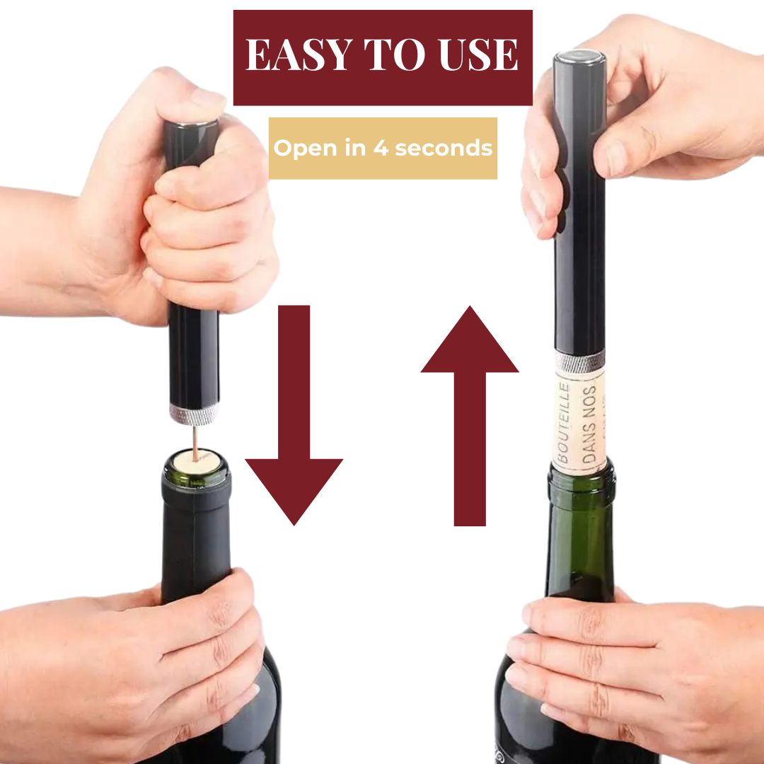 CorkMaster | Air Pressure Wine Bottle Opener with Ergonomic Handle | Quick and Effortless Cork Removal 2