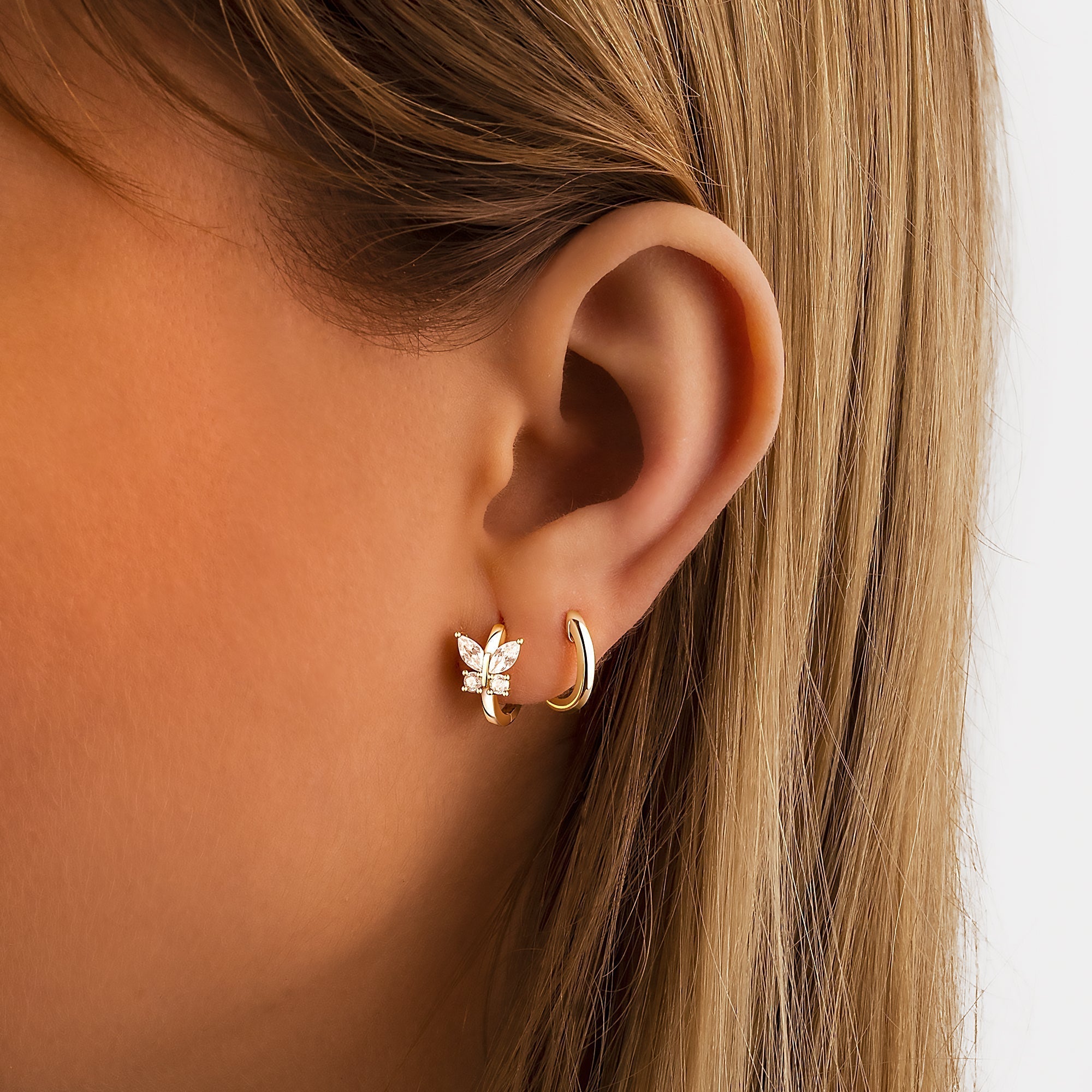 Auryn - Crystal Butterfly Hoop Earrings for Women