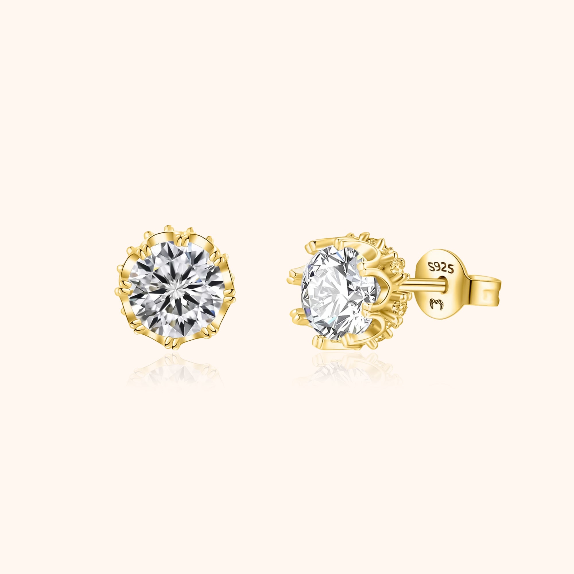 Elina - Crown Zirconia Stud Earrings for Women