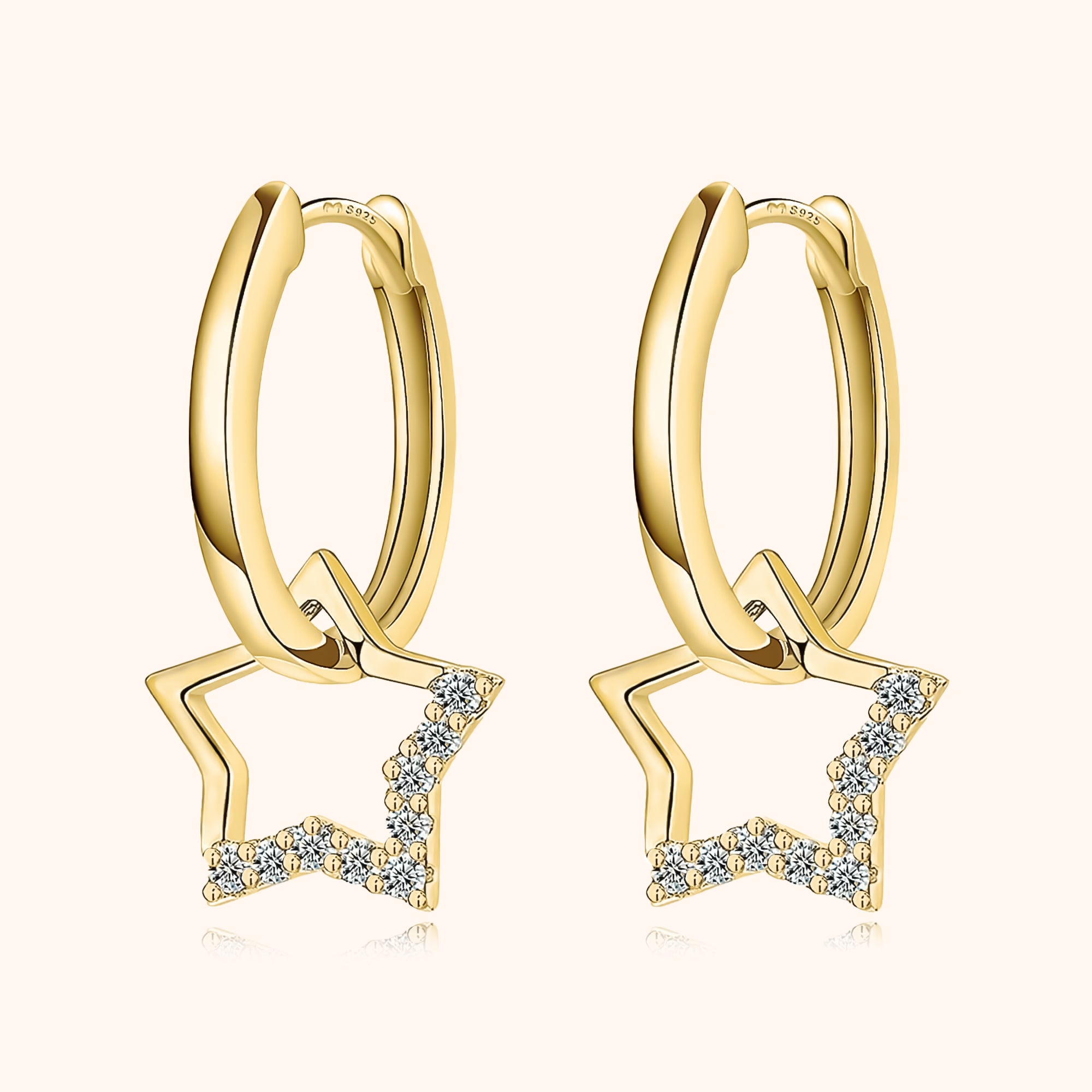 Noemi - Star Charm Earrings in Sterling Silver for Women