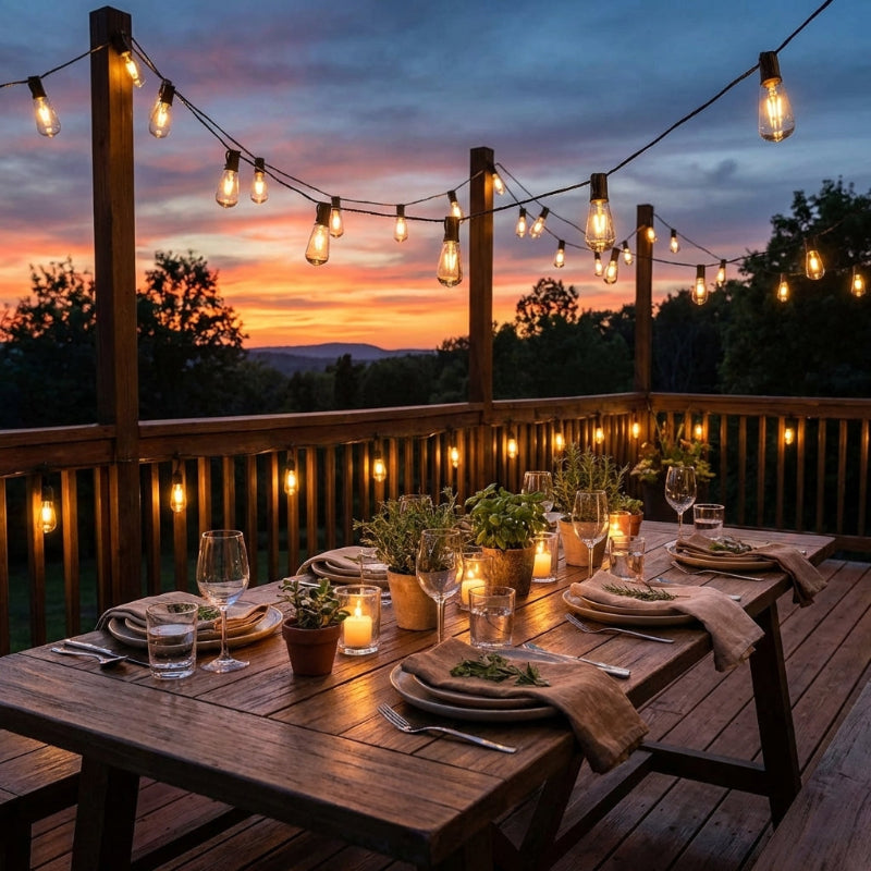 Edison Solar Light Garland | Vintage Outdoor String Lights with Dimmable Feature | Eco-Friendly Ambiance for Gardens 2