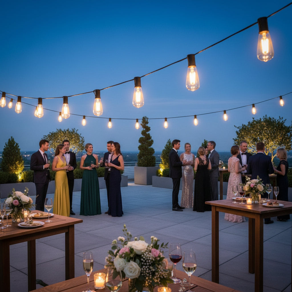 Edison Solar Light Garland | Vintage Outdoor String Lights with Dimmable Feature | Eco-Friendly Ambiance for Gardens 4