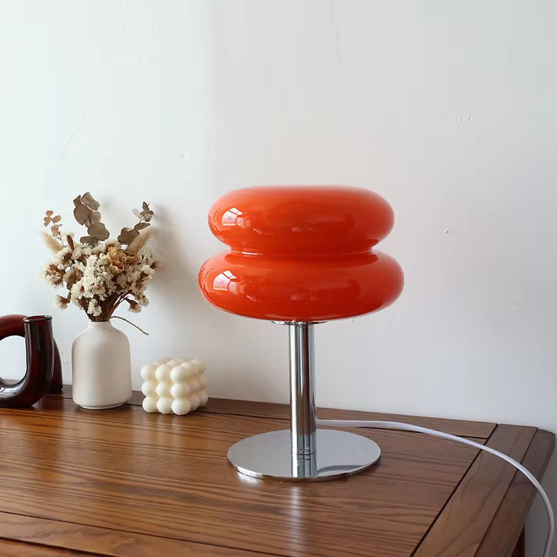 Elegant Glass Table Lamp | LED Ambient Lighting with Stained Design | Stylish Nightstand Lamp for Cozy Spaces 1