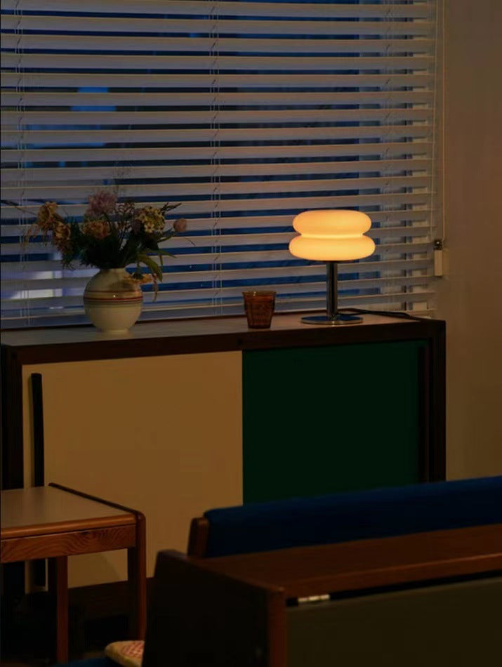 Elegant Glass Table Lamp | LED Ambient Lighting with Stained Design | Stylish Nightstand Lamp for Cozy Spaces 3