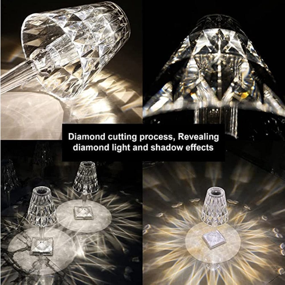 Elegant LED Table Lamp with Diamond Design | Cordless & Rechargeable for Versatile Indoor Lighting 4