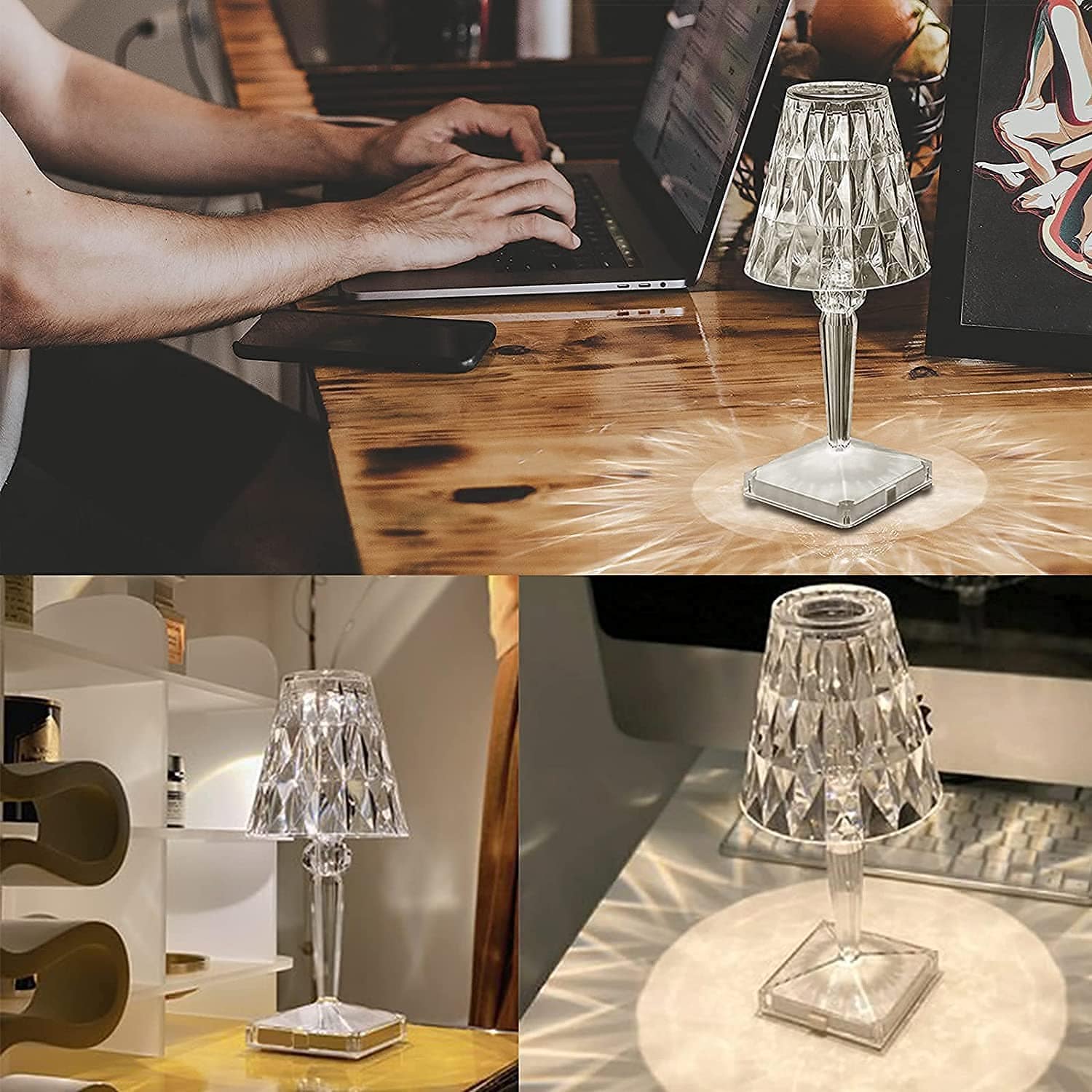 Elegant LED Table Lamp with Diamond Design | Cordless & Rechargeable for Versatile Indoor Lighting 5