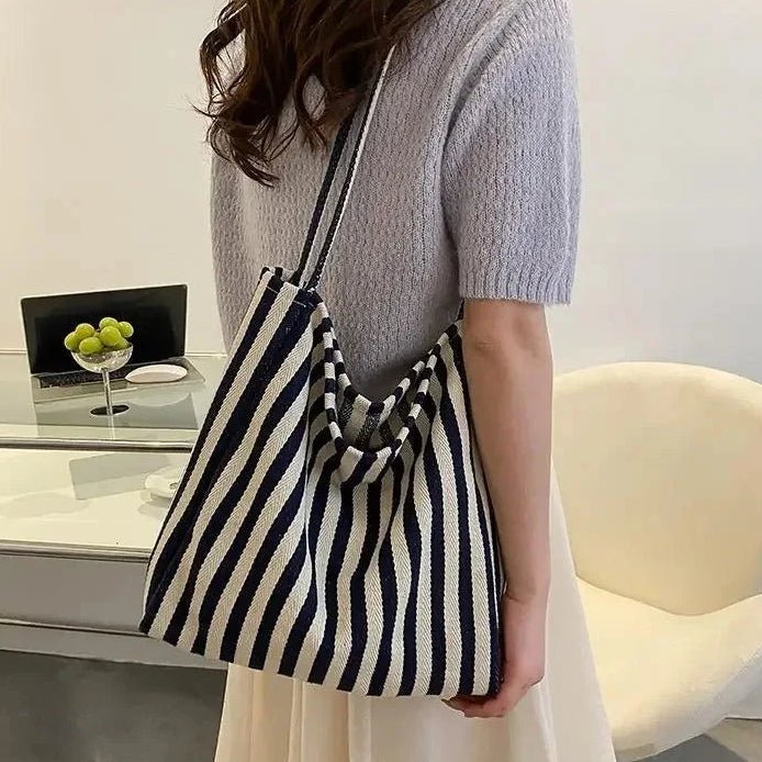 Elegant Striped Tote Bag with Comfortable Straps | Stylish Accessory for Everyday Use 7