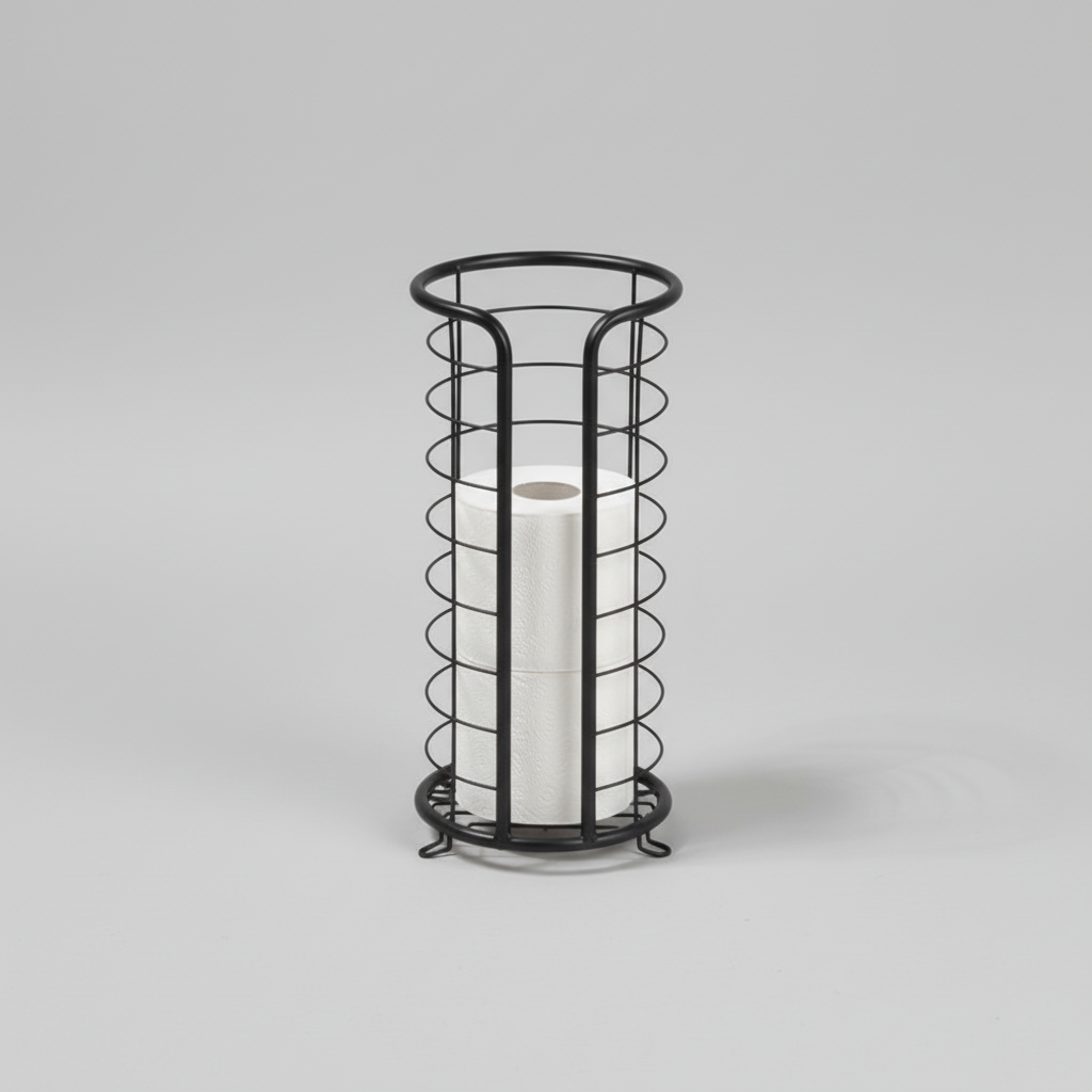 Elegant | Freestanding Toilet Roll Holder with Stainless Steel Design | Space-Saving Storage Solution for Tidy Bathrooms 2