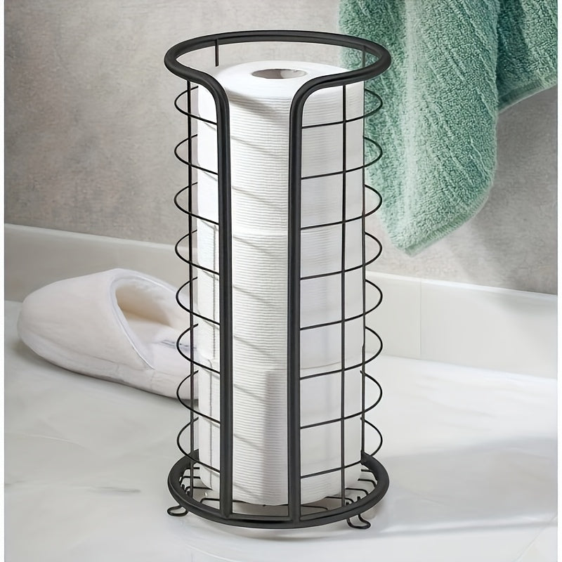 Elegant | Freestanding Toilet Roll Holder with Stainless Steel Design | Space-Saving Storage Solution for Tidy Bathrooms 6