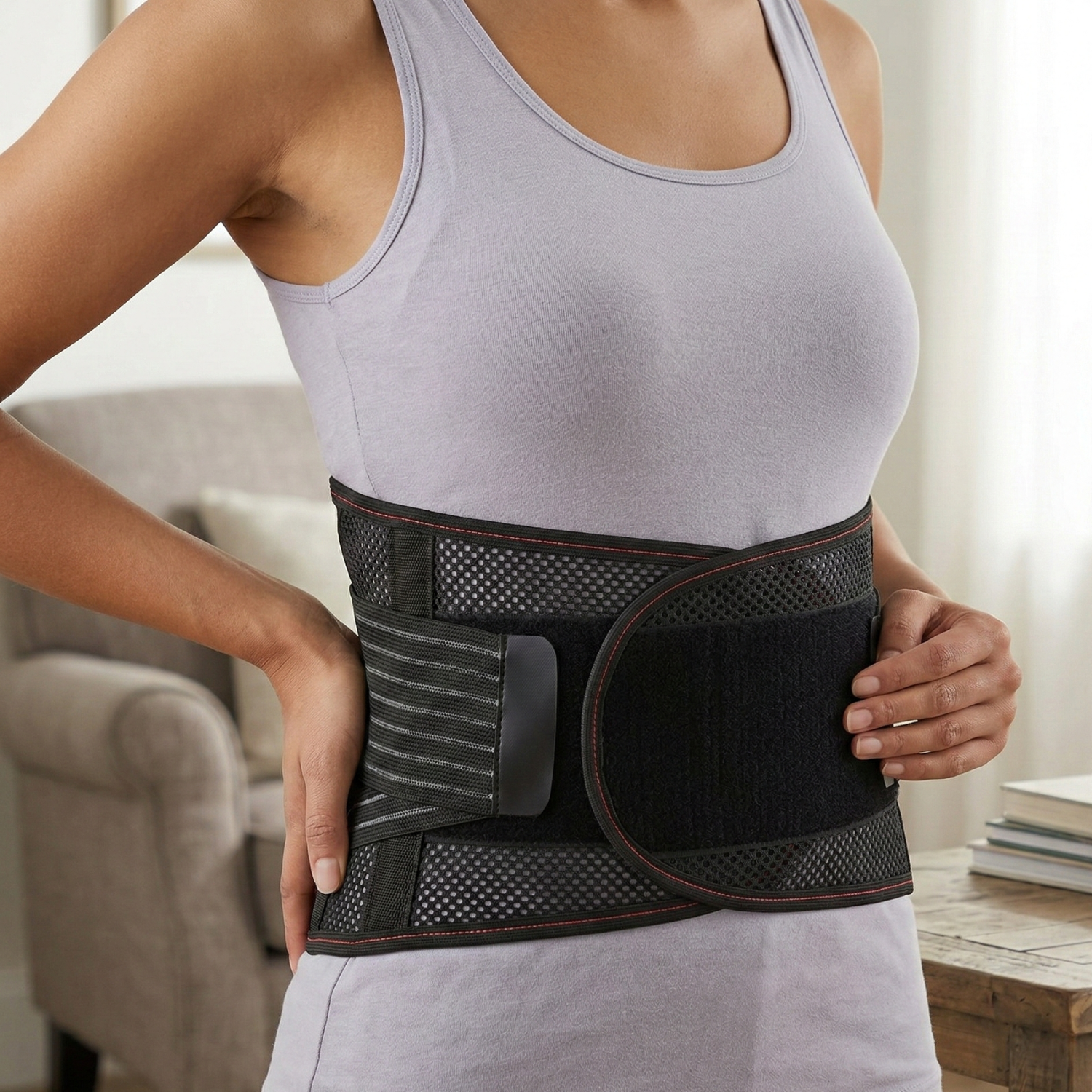 Ergonomic Lumbar Support Belt with Breathable Mesh & Dual Stabilizers for Back Relief 1