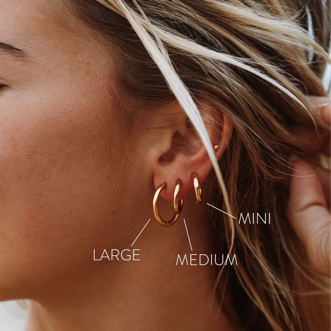 Celeste - Gold Plated Hoop Earrings in Three Sizes for Women