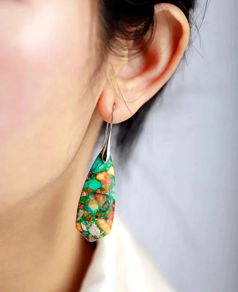 Vibrant Jasper Earrings - Colourful Sterling Silver