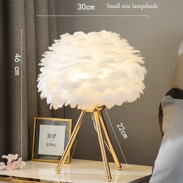 Goose Down Table Lamp - Natural Feather Accent Light