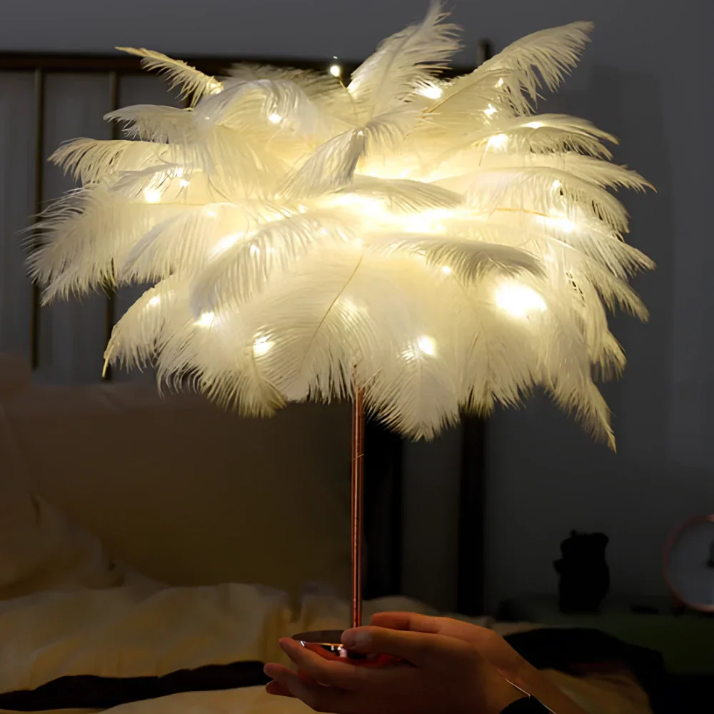 FeatherGlow | Elegant Soft Feather Floor Lamp with Remote Control 4