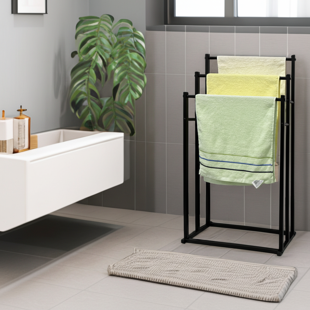 Freestanding Towel Rack | Sturdy Steel Frame with Space-Saving Design | Ideal Towel Storage for Organized Bathrooms 0
