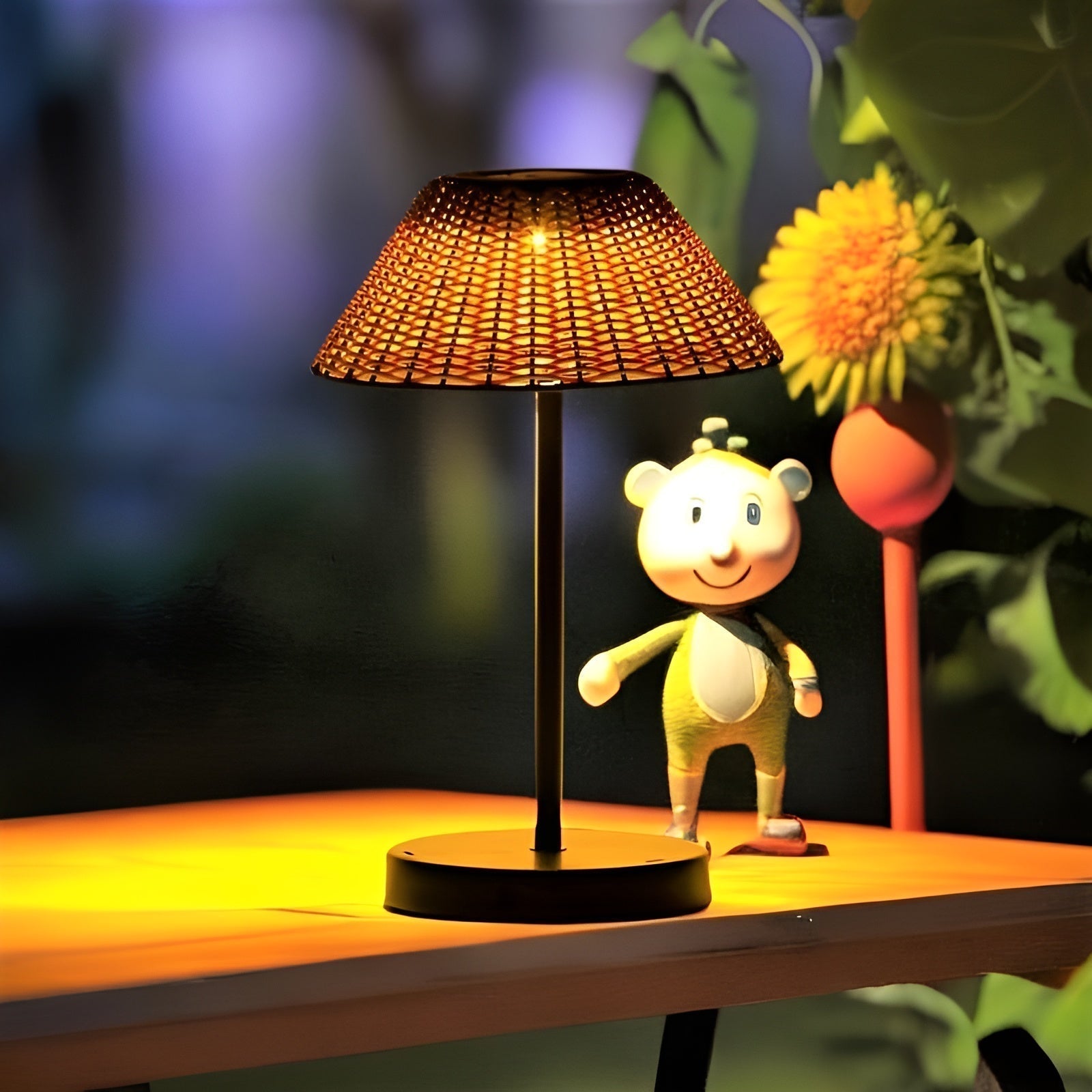 Solar Woven Table Lamp - Weatherproof Garden Light