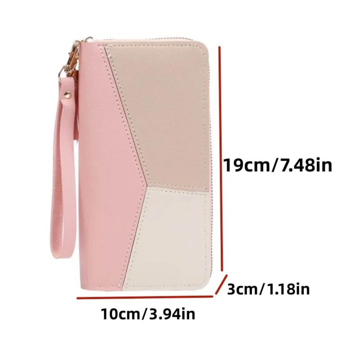 GeoChic Long Wallet - Stylish Geometric Zip Purse for Women