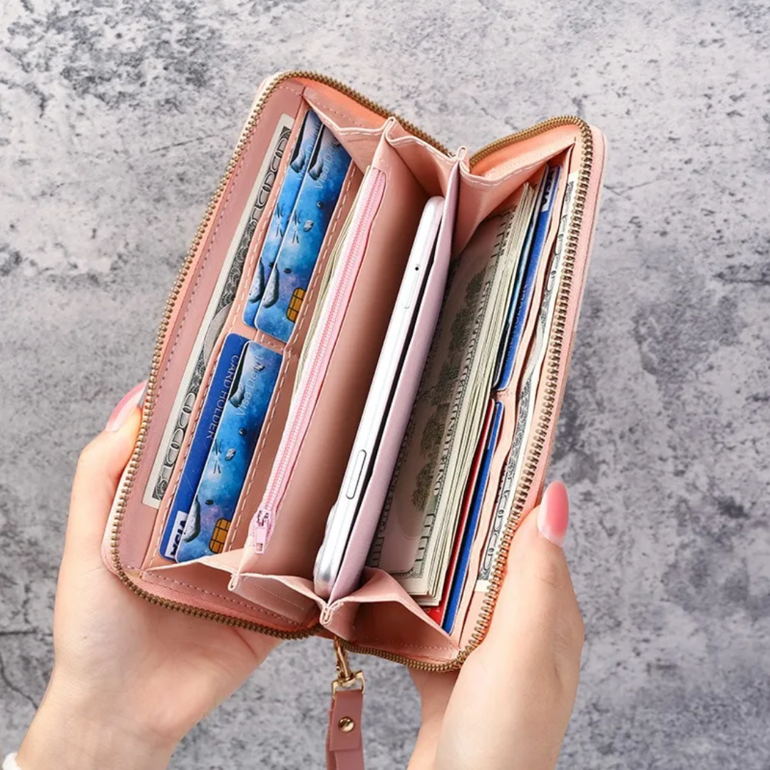 GeoChic Long Wallet - Stylish Geometric Zip Purse for Women