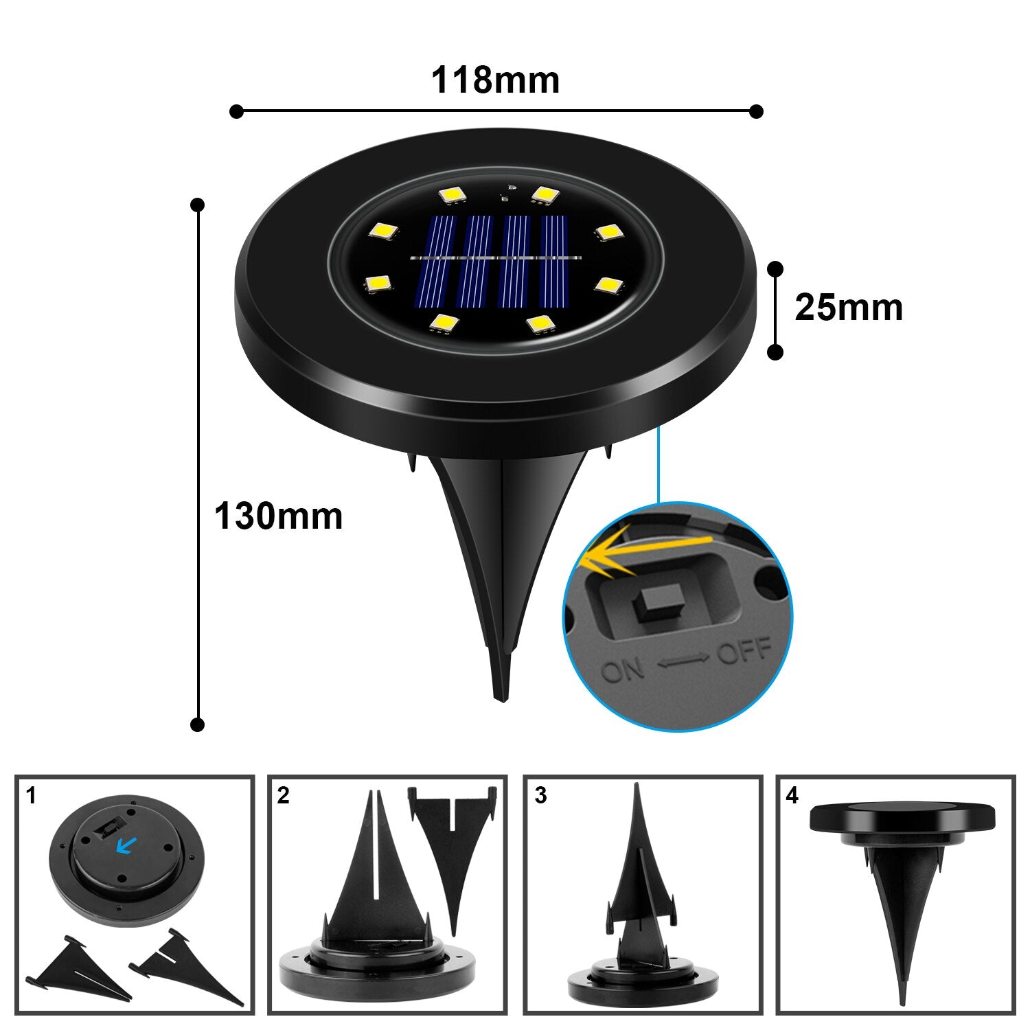 LED Solar Garden Lamps Deluxe - Black Edition