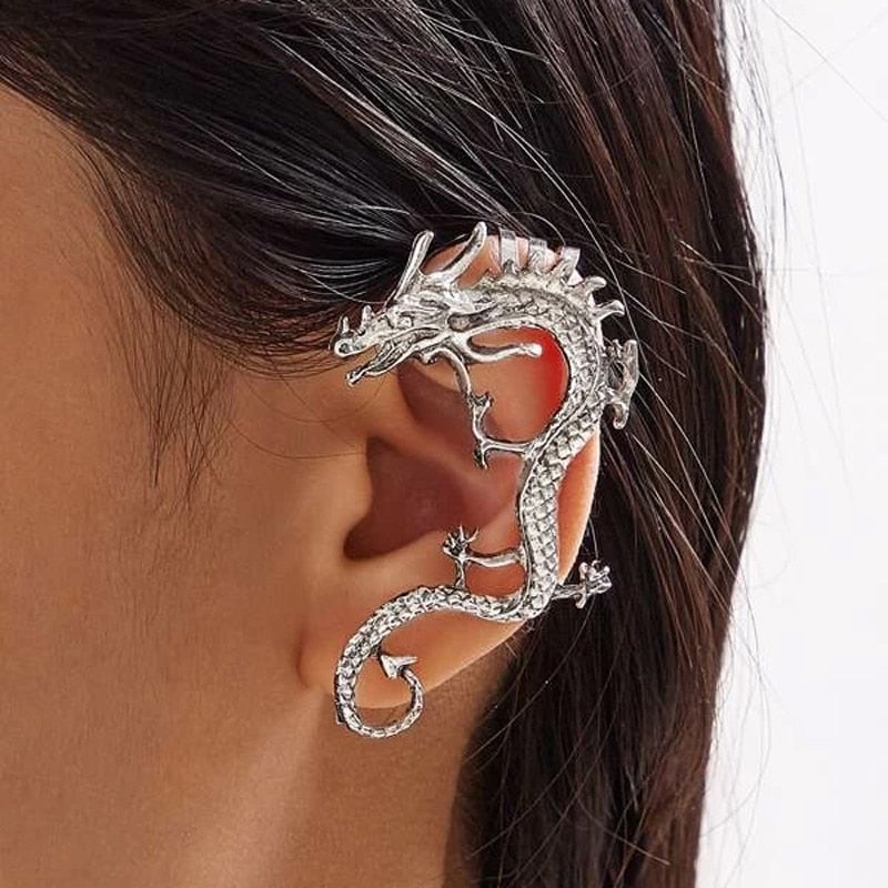 Nysa - Silver Dragon Earrings for Women