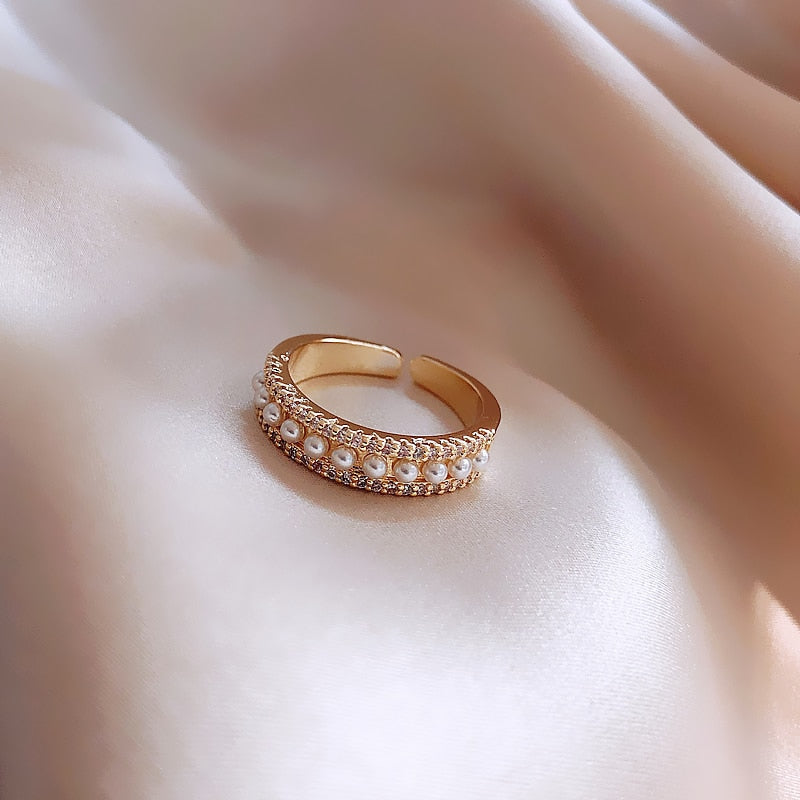 Martina - Gold Pearl Ring for Women