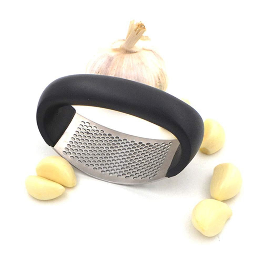 Stainless Steel Garlic Press - Easy Curved Crusher