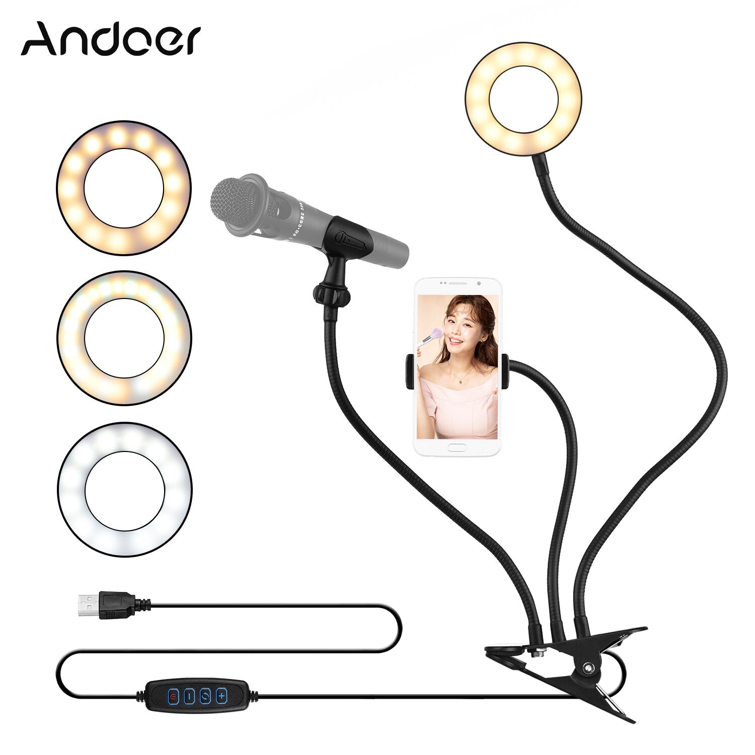 LED Selfie Ring Light - Flexible Clip-On Light