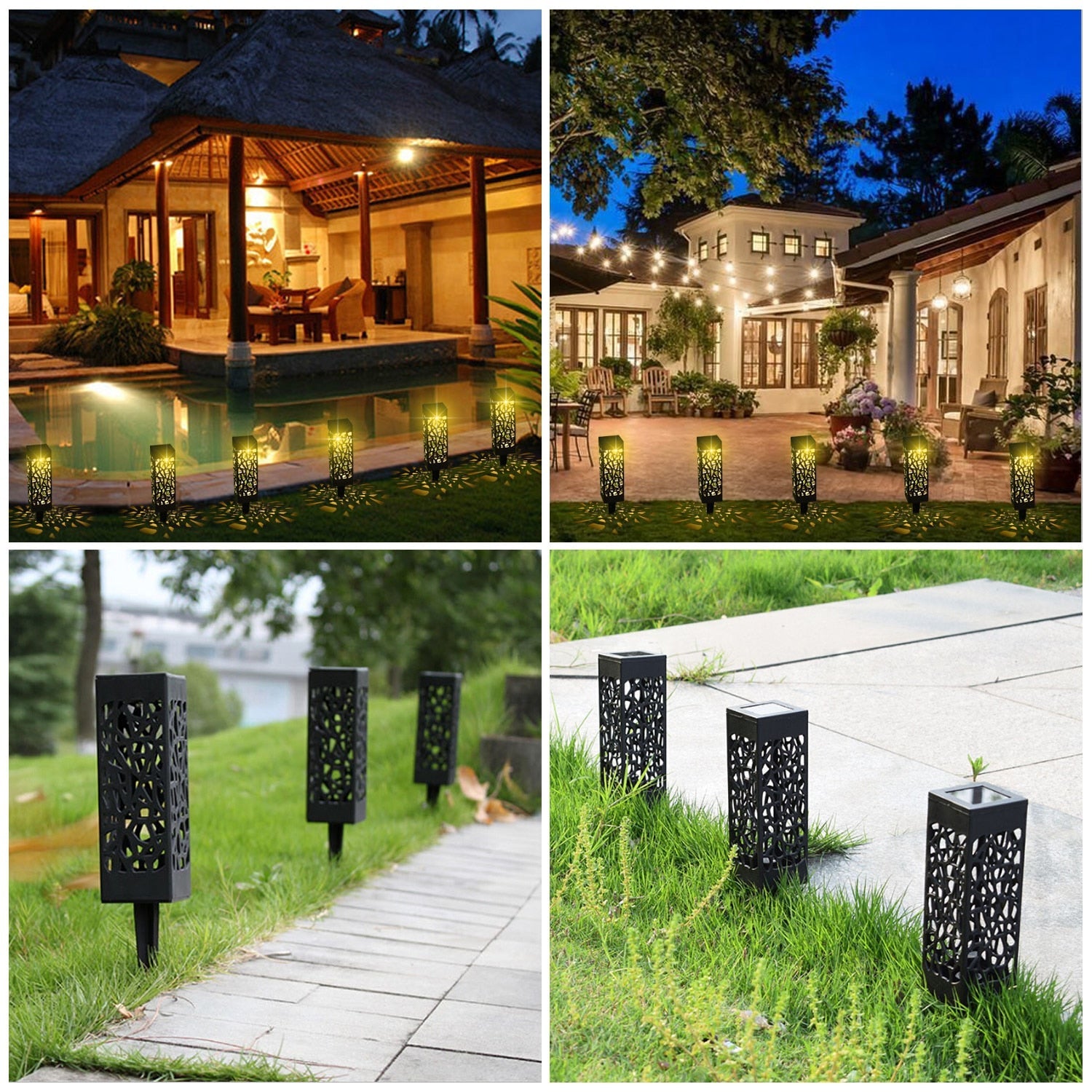 Luxury Solar Garden Lamps - Flame Effect Lanterns