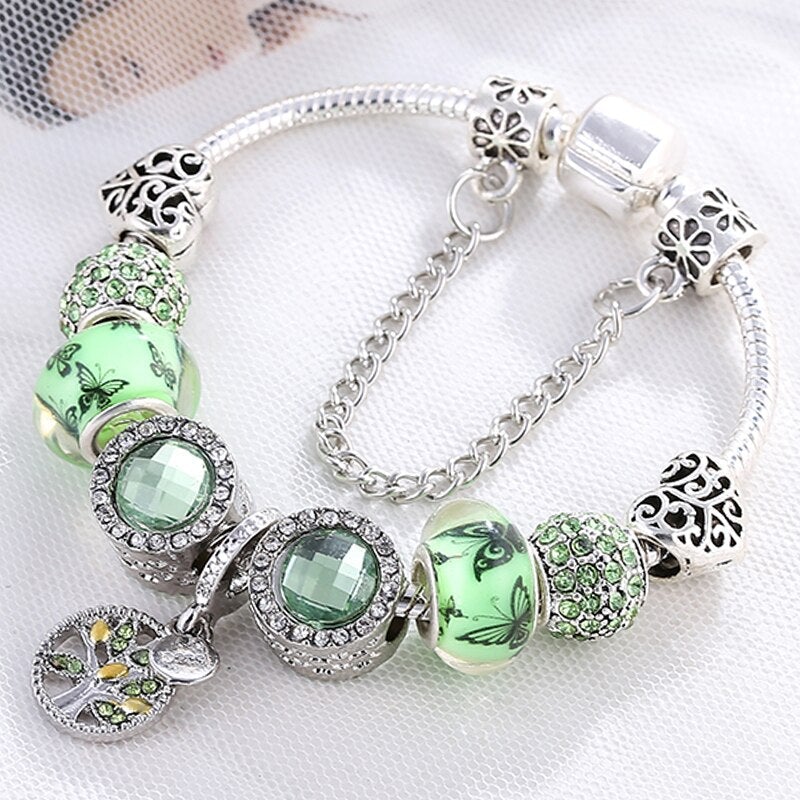 Isla - Sterling Silver Green Crystal Bracelet for Women