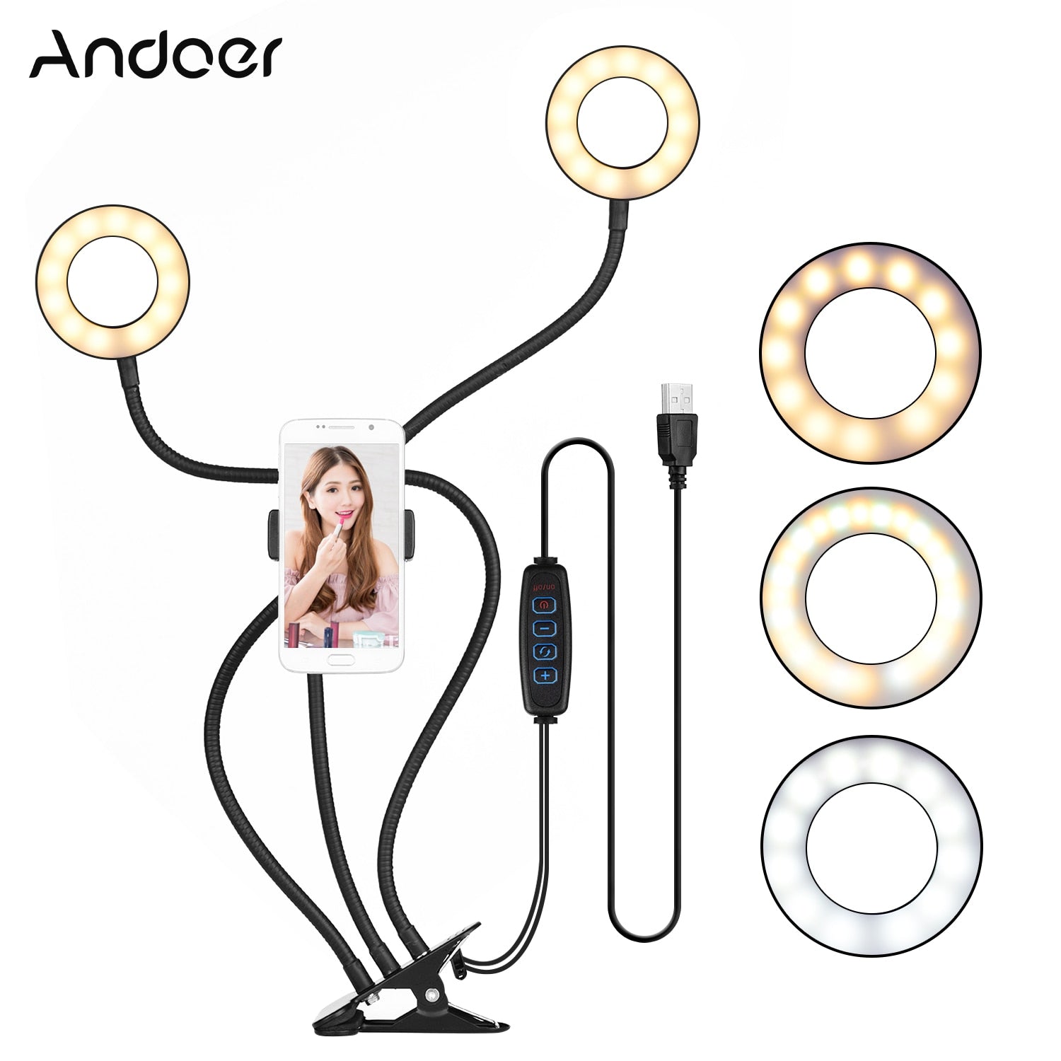 LED Selfie Ring Light - Flexible Clip-On Light