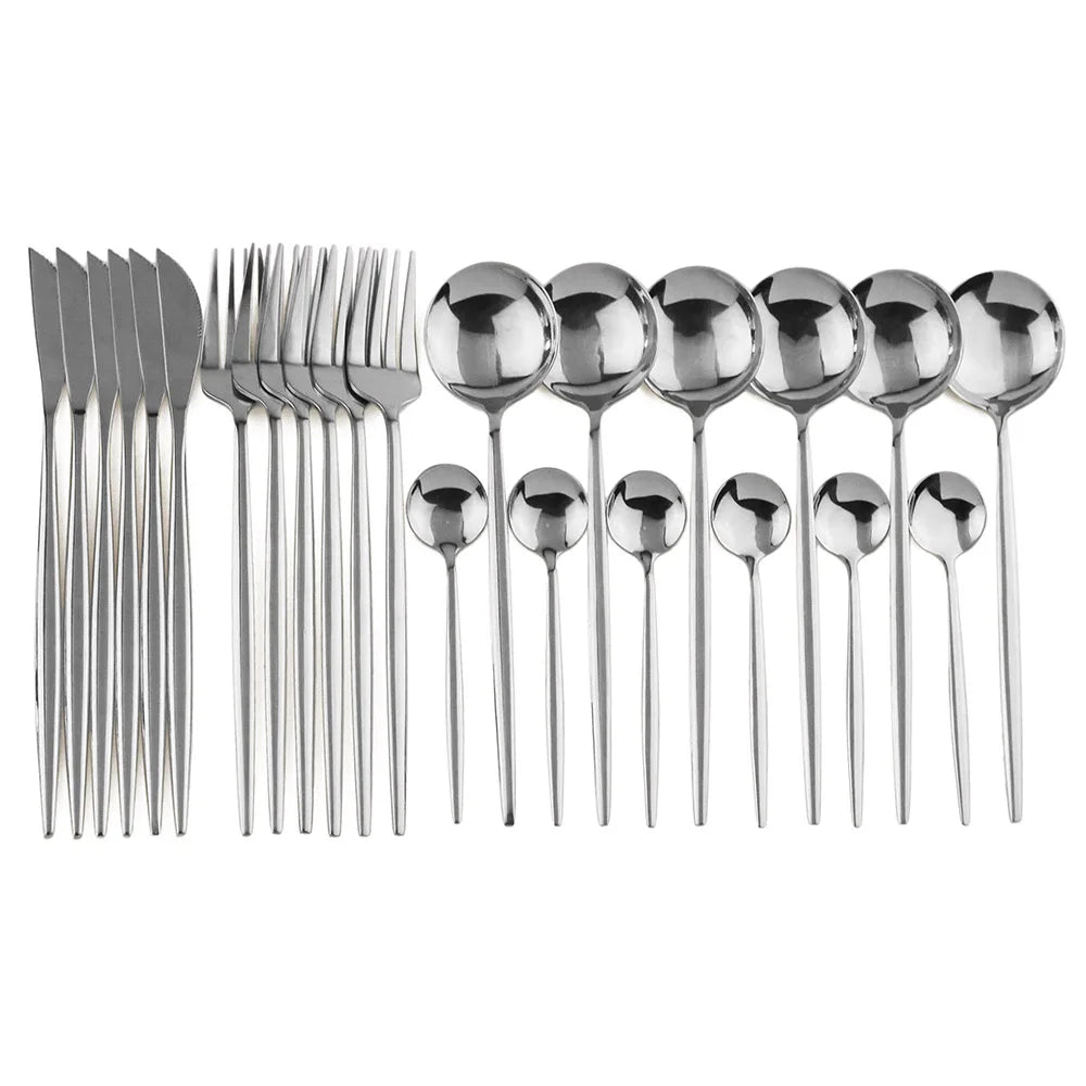 Luxe Black-Gold Stainless Cutlery Set