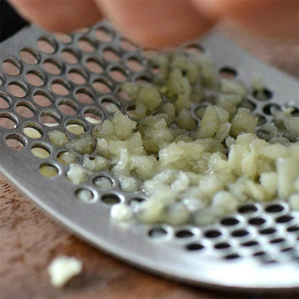 Stainless Steel Garlic Press - Easy Curved Crusher