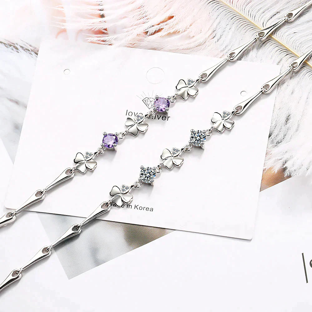 Lucky Clover - Four-Leaf Bracelet with Gemstones for Women