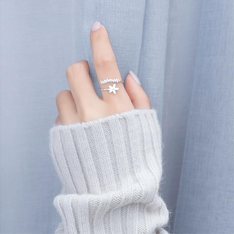 Amaril - Adjustable Silver Enamel Wildflower Ring for Women
