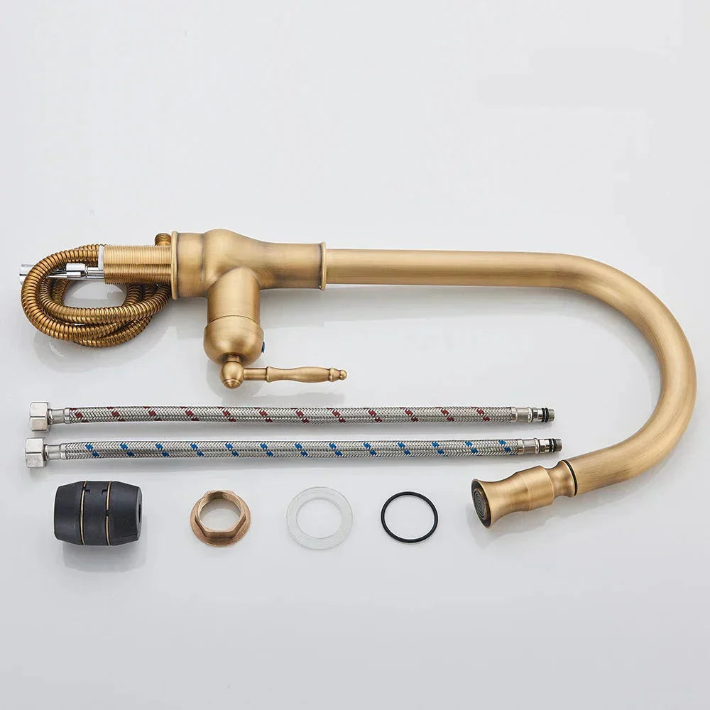 HeritageFlow - Antique Brass Kitchen Faucet