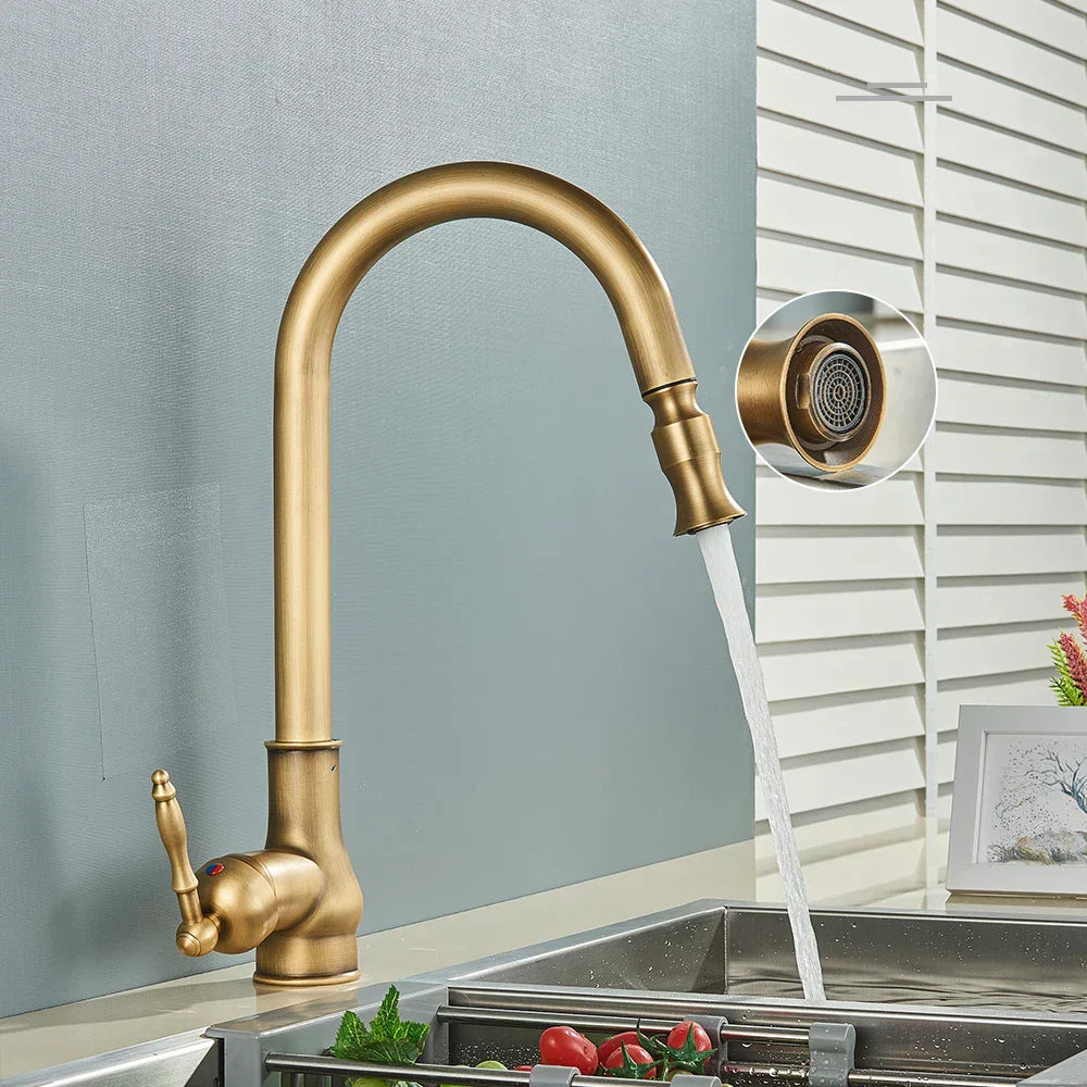 HeritageFlow - Antique Brass Kitchen Faucet