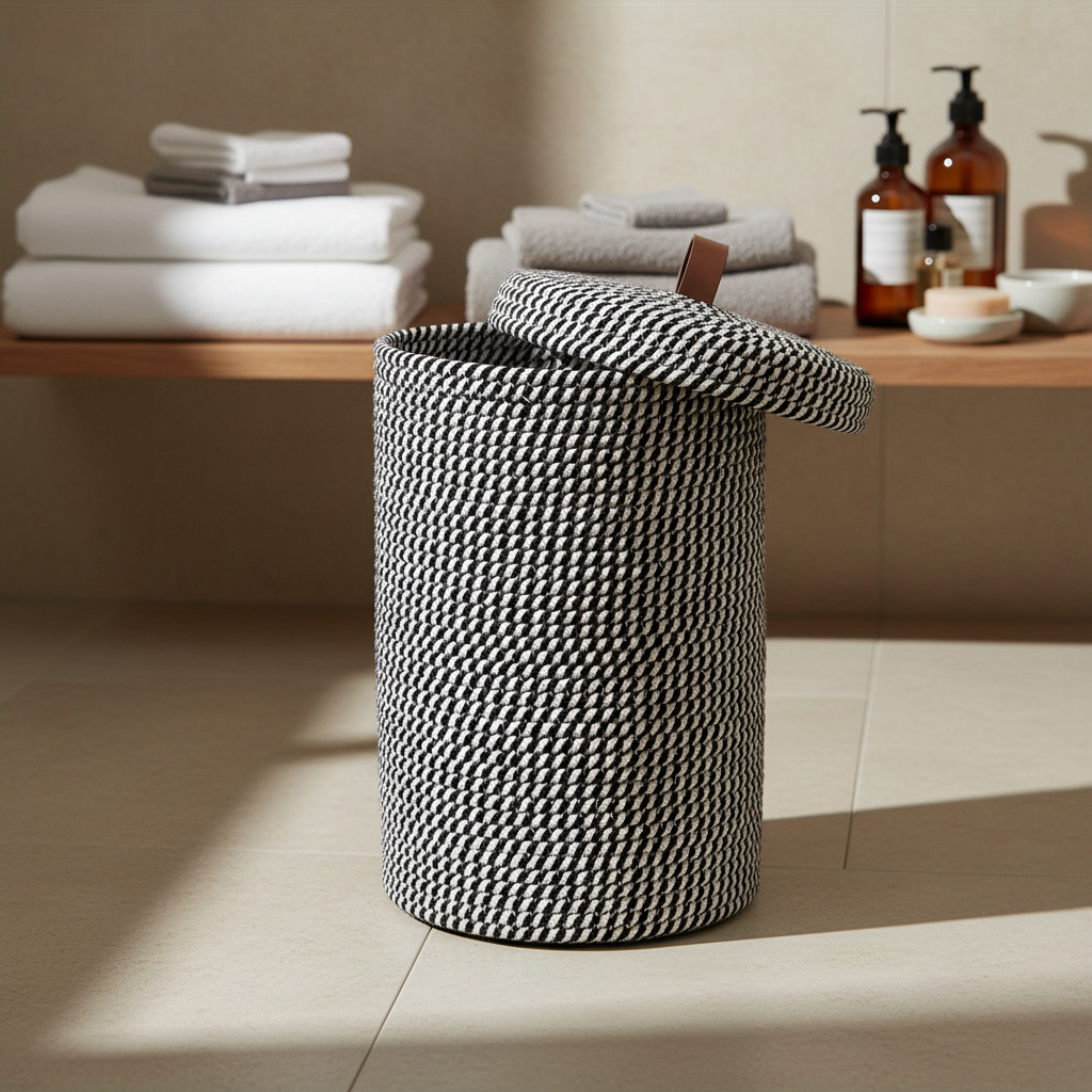 Handwoven Storage Basket | Wicker Basket with Lid for Stylish Organization 1