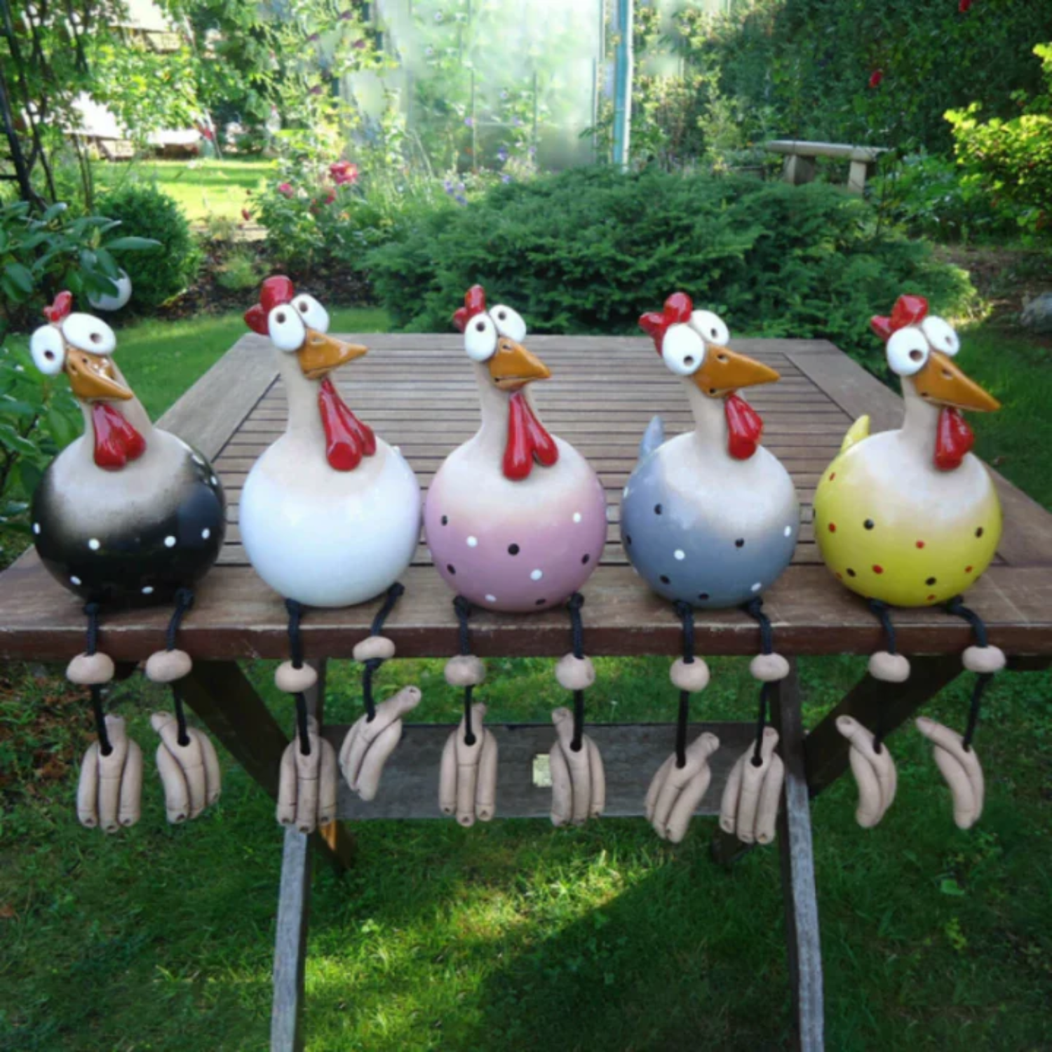 Happy Garden | Colorful Garden Chicken Decoration with Durable Design | Cheerful Statue for Outdoor Spaces 0