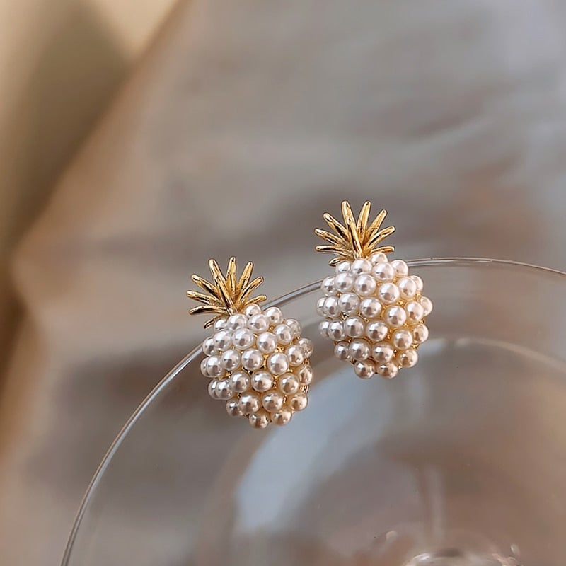 Leilani - Tropical Pineapple Pearl Earrings for Women